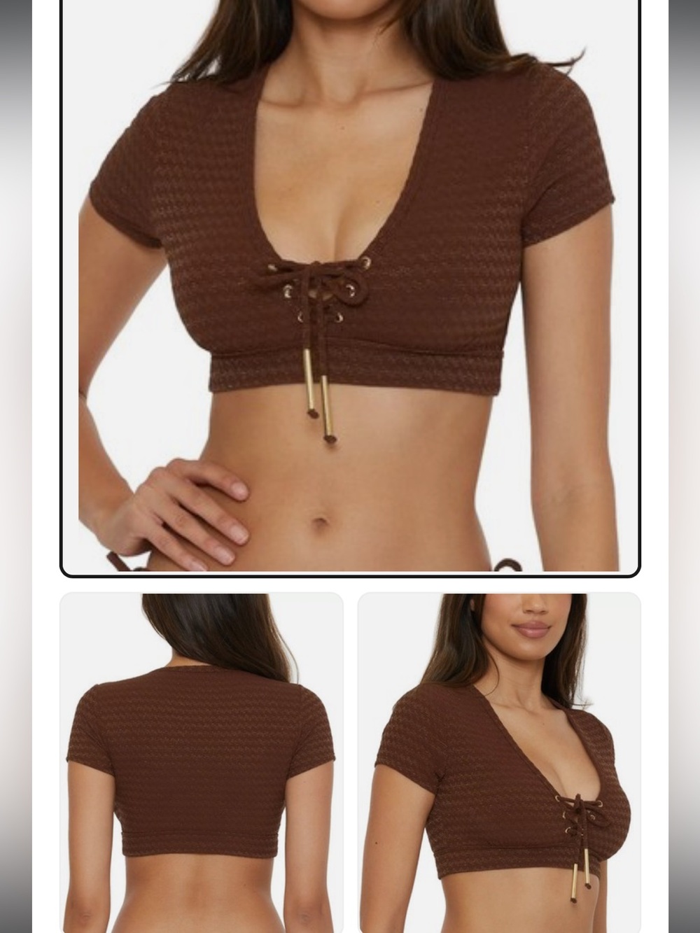 Trina Turk Glimmer Lace up Crop Swim Set